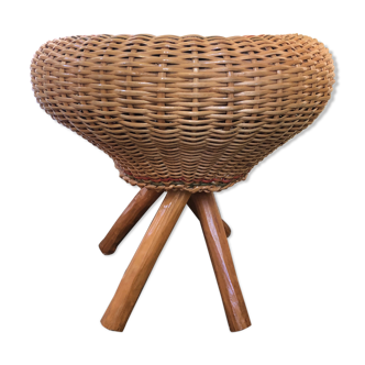 Old 60s rattan stool