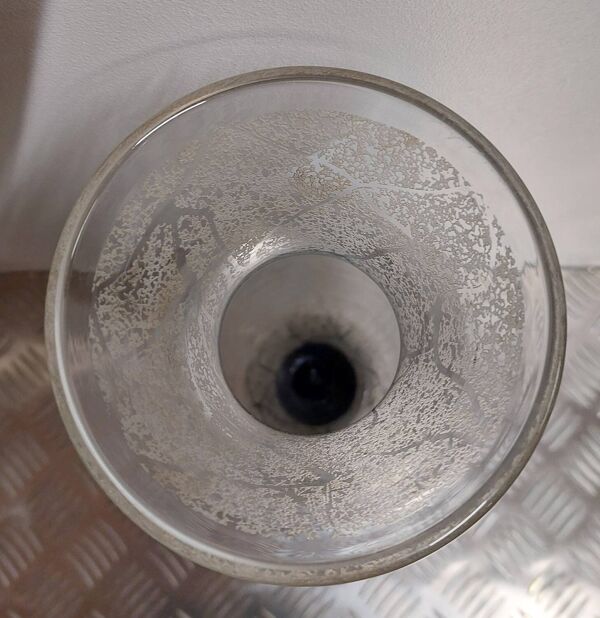 Vase verre givré Daum Nancy France signé