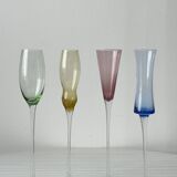 4 verres à pied multicolores