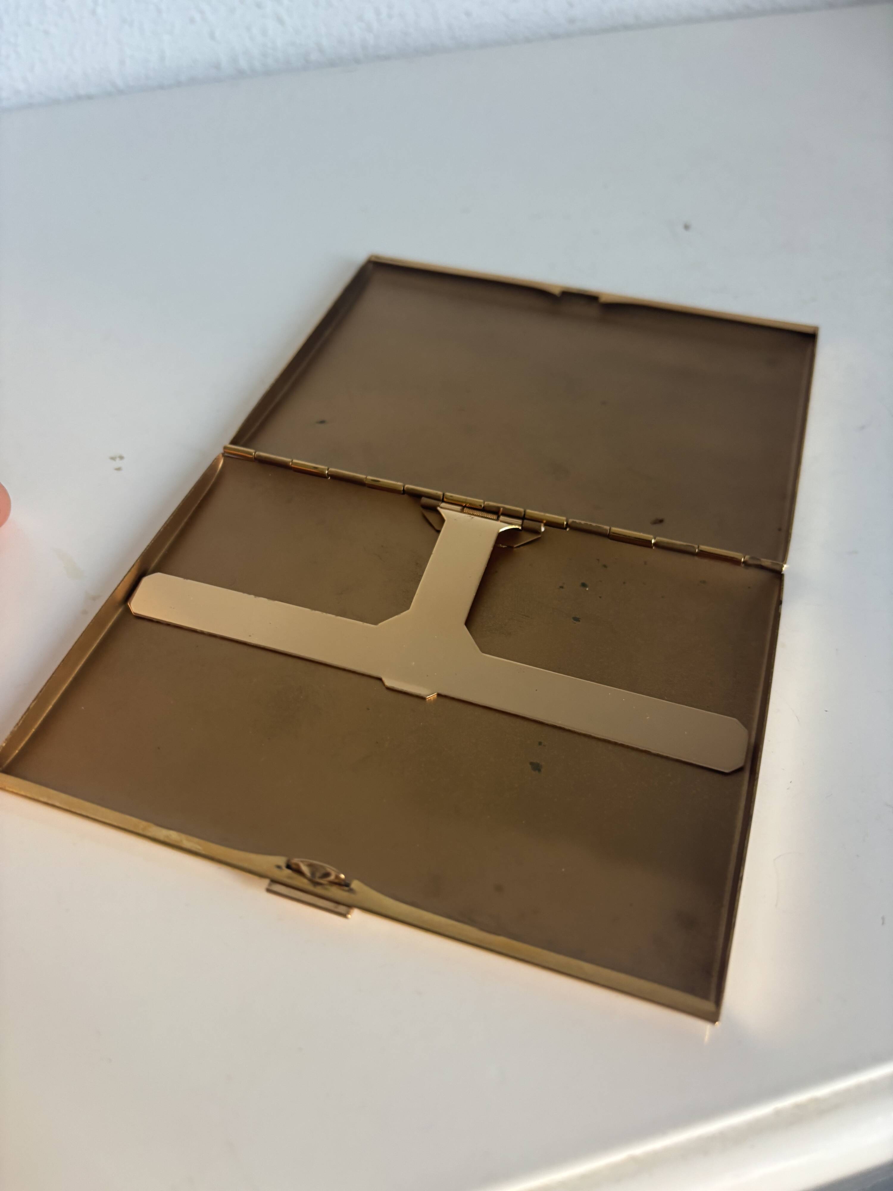 Vintage 1960s gold-plated cigarette case from France - 13 x 10 cm