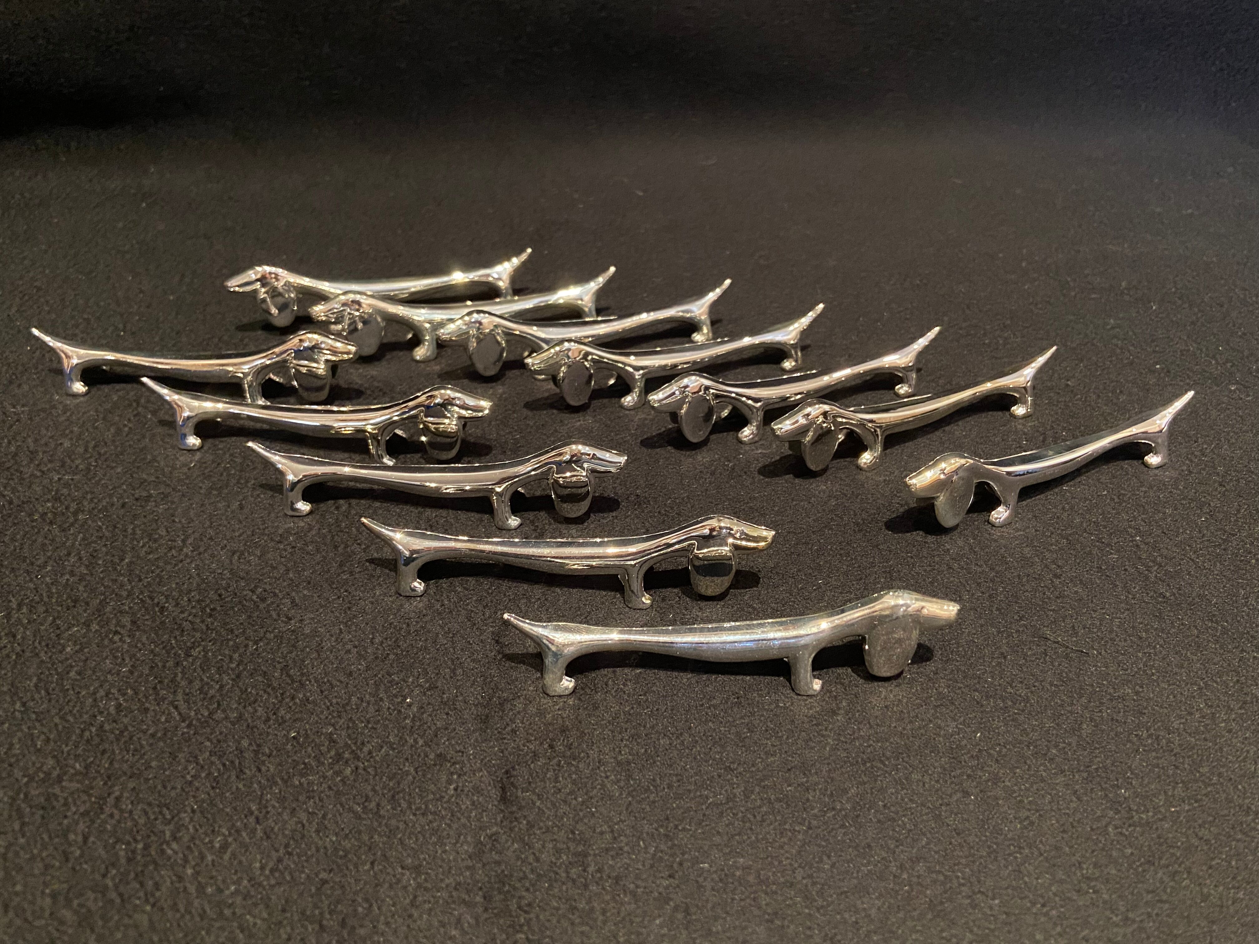 Knife holder dog silver metal