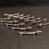 Knife holder dog silver metal