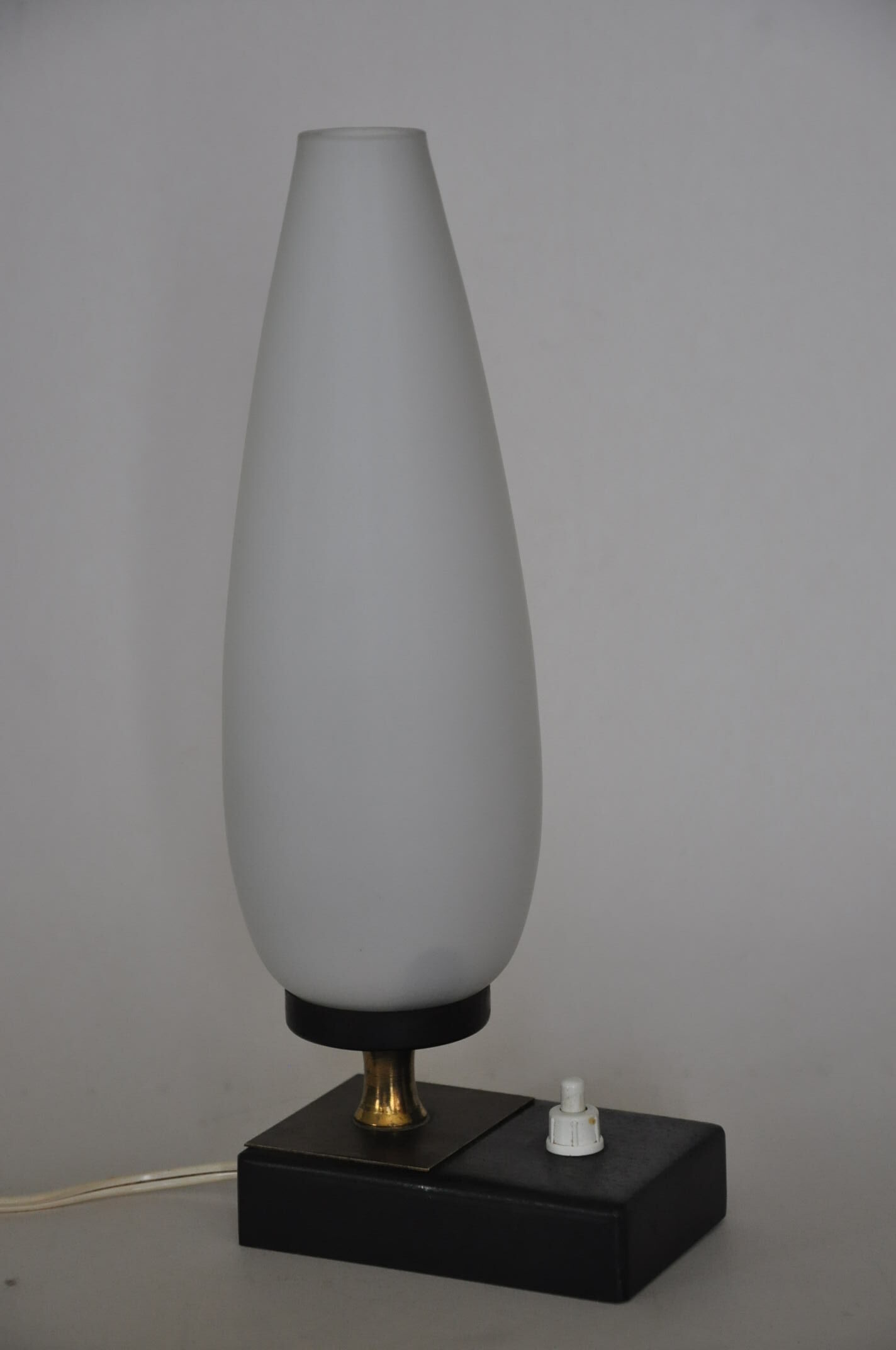 Opaline brass metal lamp 50s