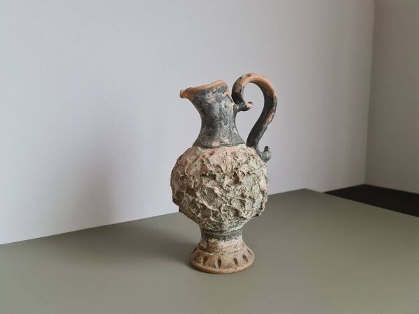 Vase pichet brutalist en terre cuite signé / 1970 / céramique / vintage