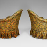 Pair of toad chairs, paisley fabric