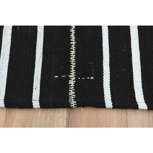 Striped Kilim Black White Vintage Handmade Area Rug  148x261