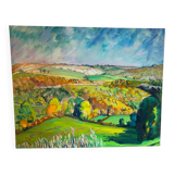 Landscape of valley and hills signed 1995