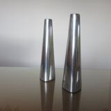 Pair of large modernist candle holders Ikea in aluminum 1970