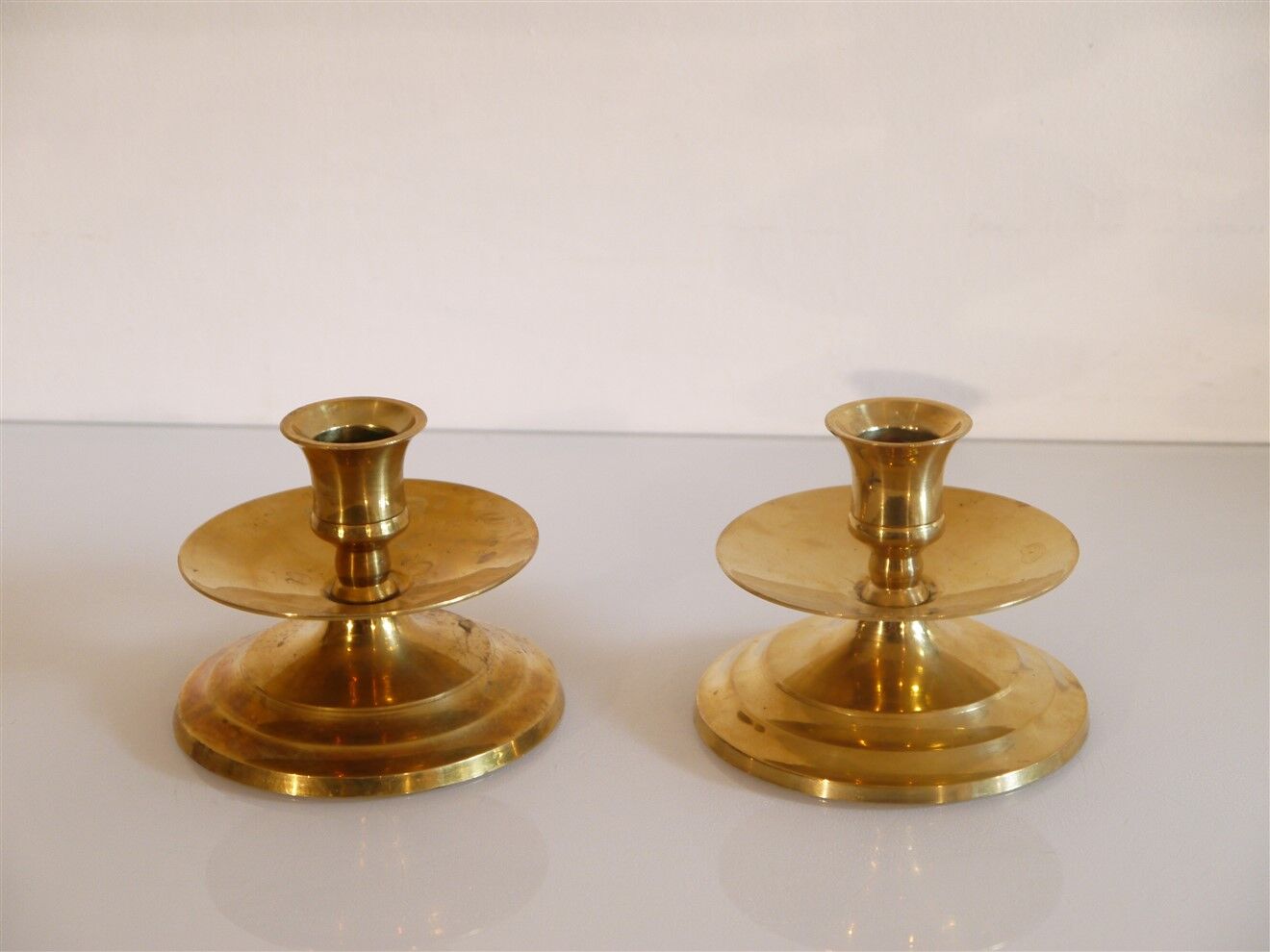 Pair of vintage Scandinavian brass candlesticks 1960
