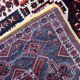 Tapis persan Afshar vintage des années 1950, médaillon tribal double, champ rouge, 148 cm x 211 cm