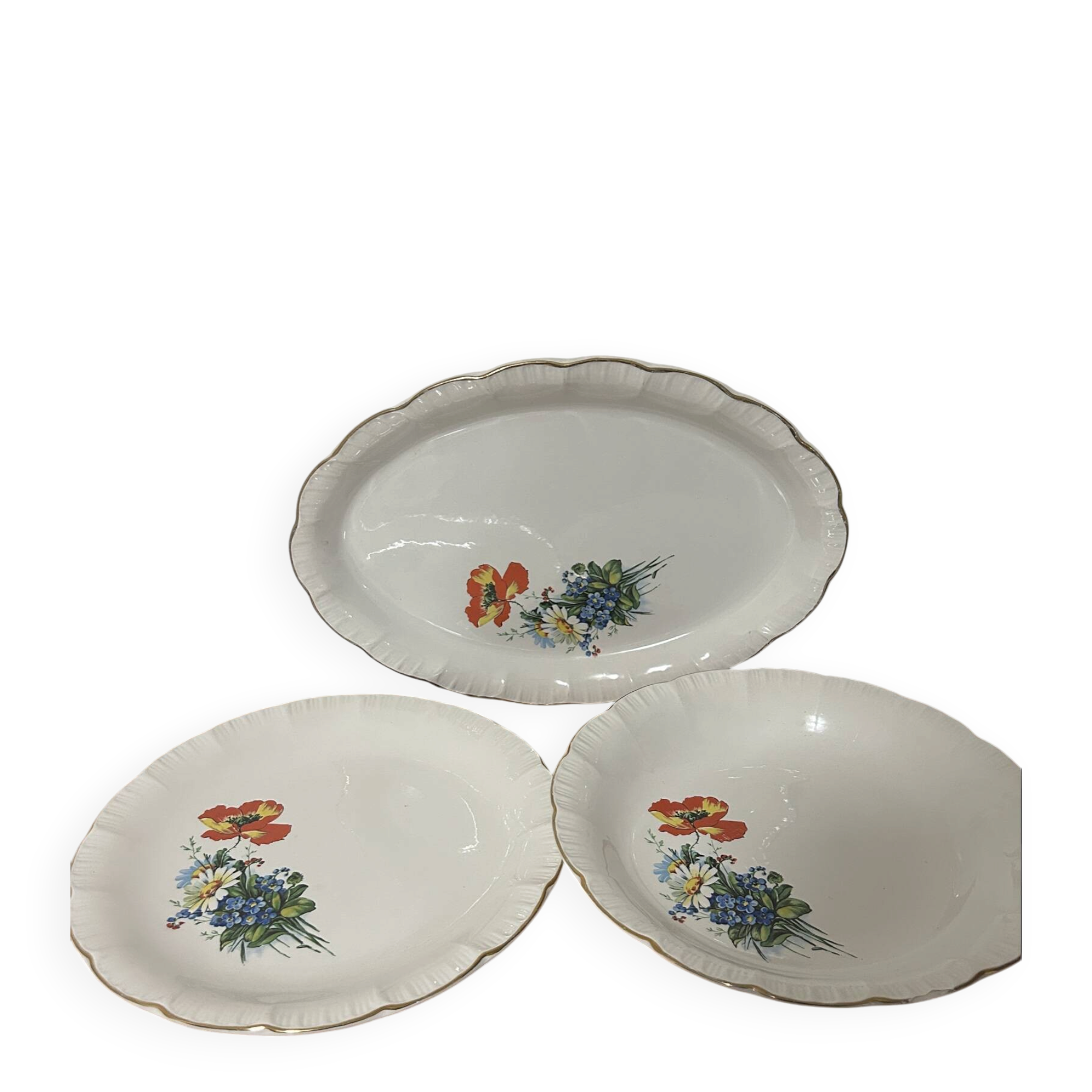 Set of 3 Serving Dishes Digoin & Sarreguemines - RENAUD Model