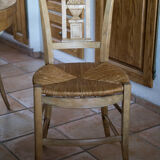 Lot de 2 chaises anciennes chêne et paille