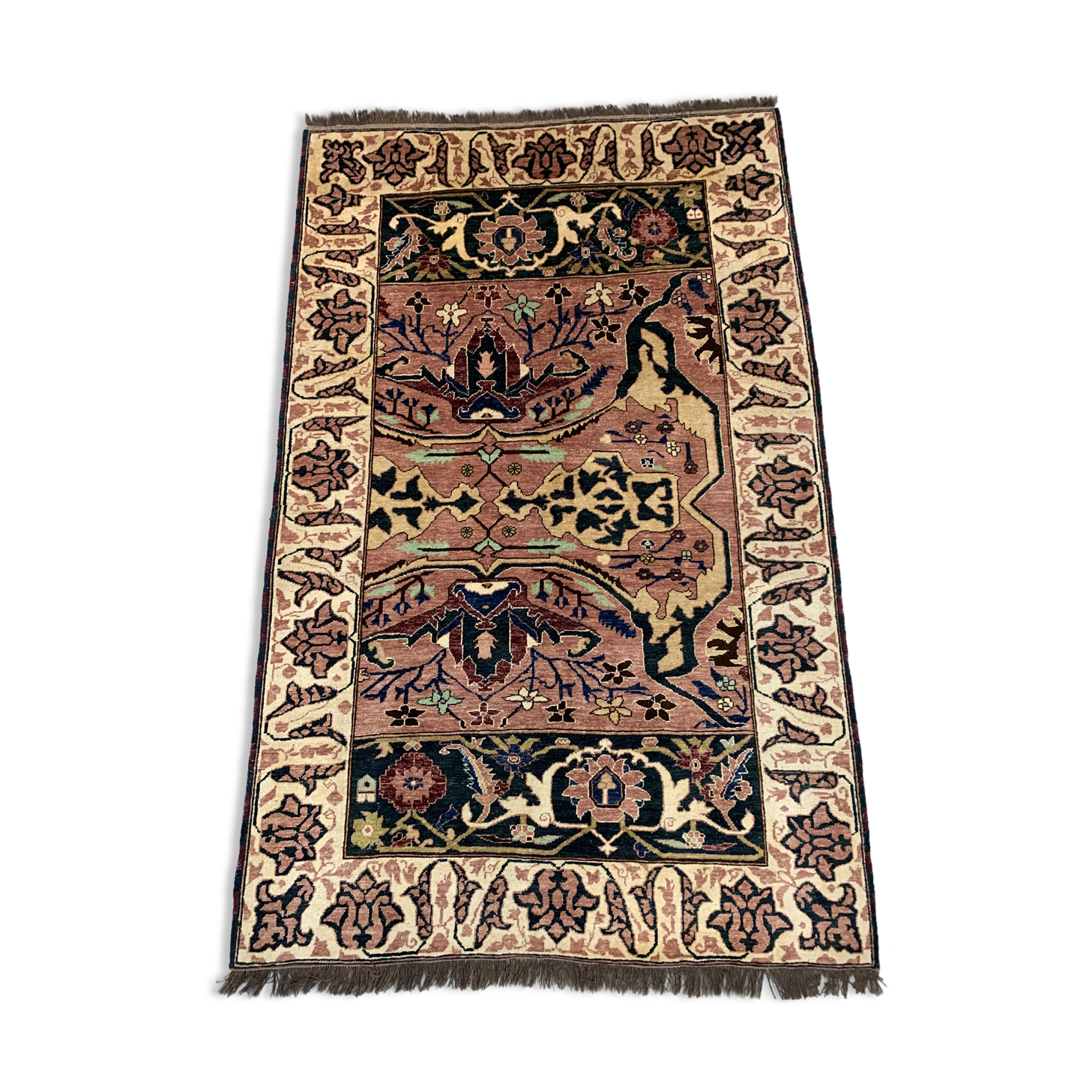 Unusual afghan wool ziegler rug 250x156 cm handmade chobi rug, purple beige blue