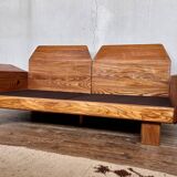 Canape seltz elm and leather design 1960