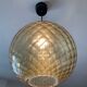 Vintage 70s smoked glass ball pendant light