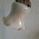 Brass lamp with art deco pearly opaline
