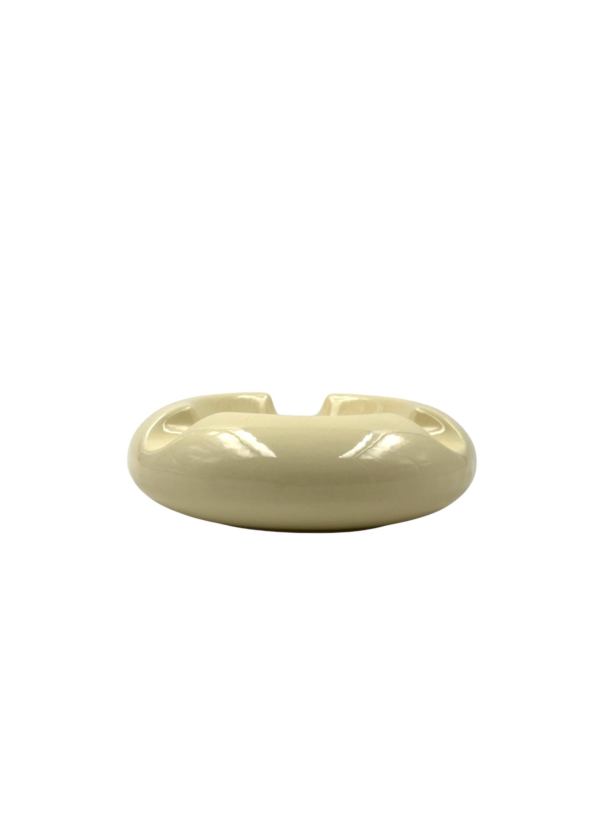 Space age cream ceramic ashtray, Sicart Italy 1970s