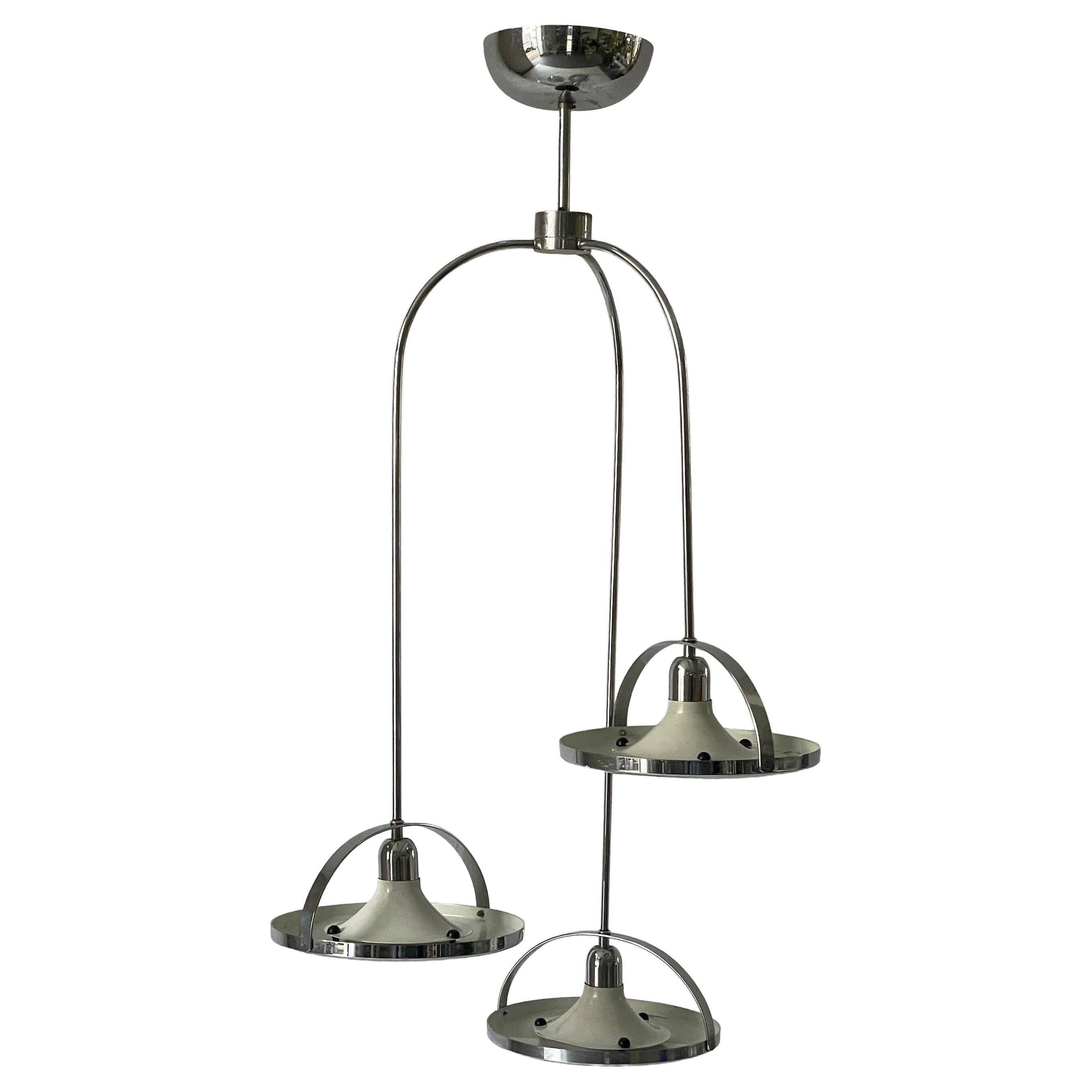 Mid-century modern triple shade ceiling light by Reggiani, 1960s, Italy.