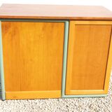 Small vintage desk with 3 drawers in lacquered tube and wood
