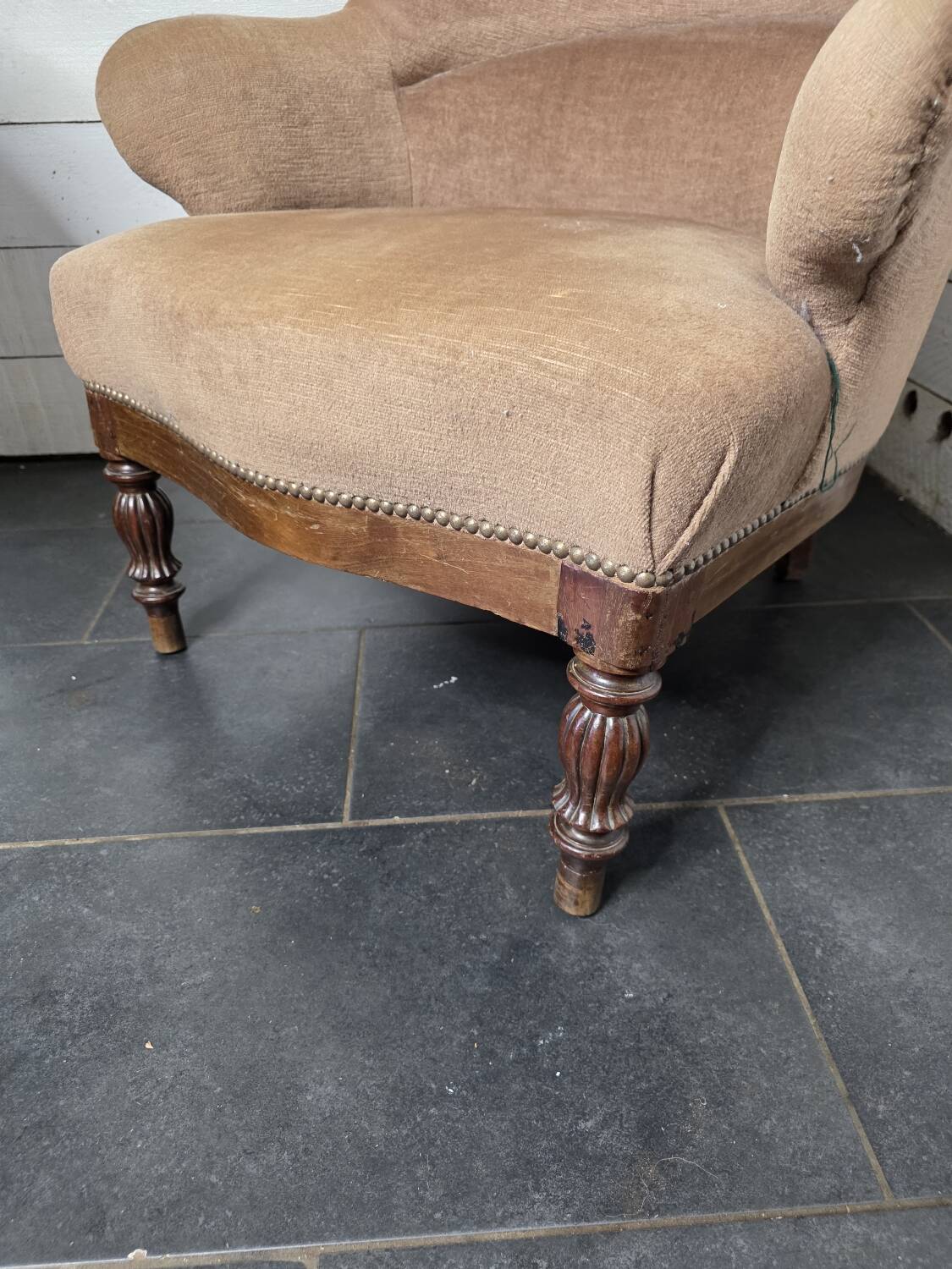 Louis Philippe style mahogany toad armchair