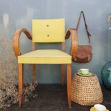Fauteuil bridge skaï jaune