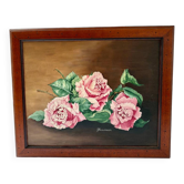 Tableau peinture à l’huile 3 roses G.Facchinetti