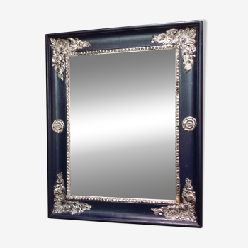 small antique silver patinated mirror