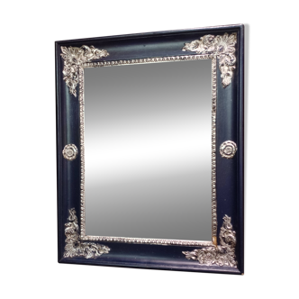 small antique silver patinated mirror