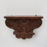 Antique wooden wall mounted carved console, France ca. 1850