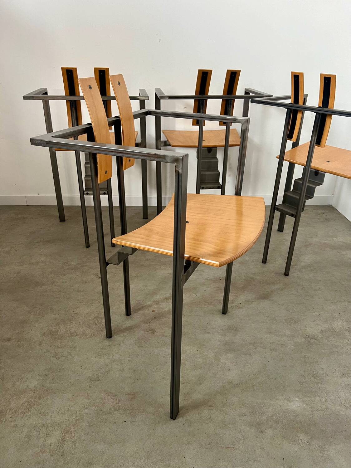 4 old raw design chairs Karl Friedrich Forster model Trix KFF postmodern 70s/80s