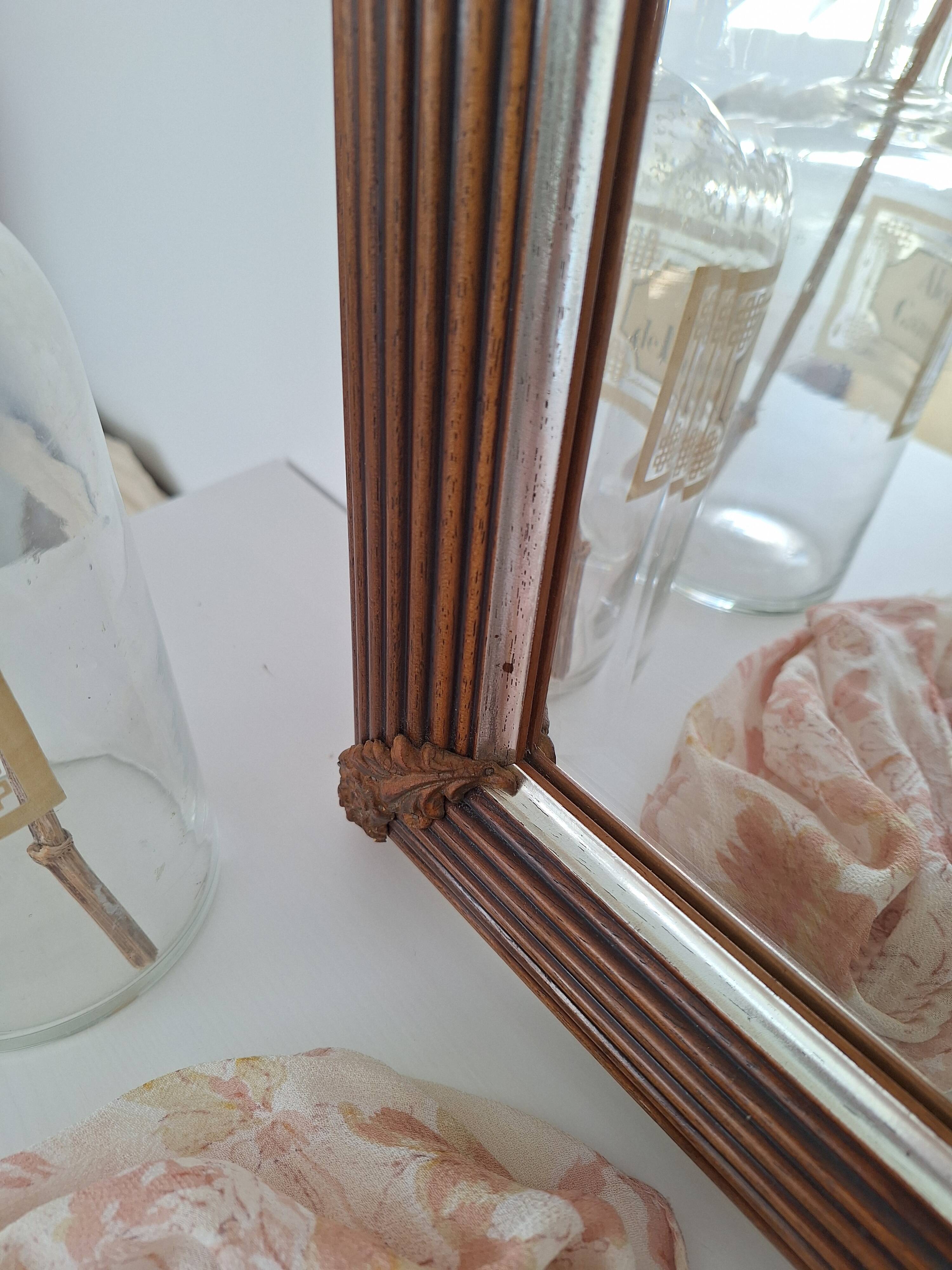 Miroir rectangle doré et bois