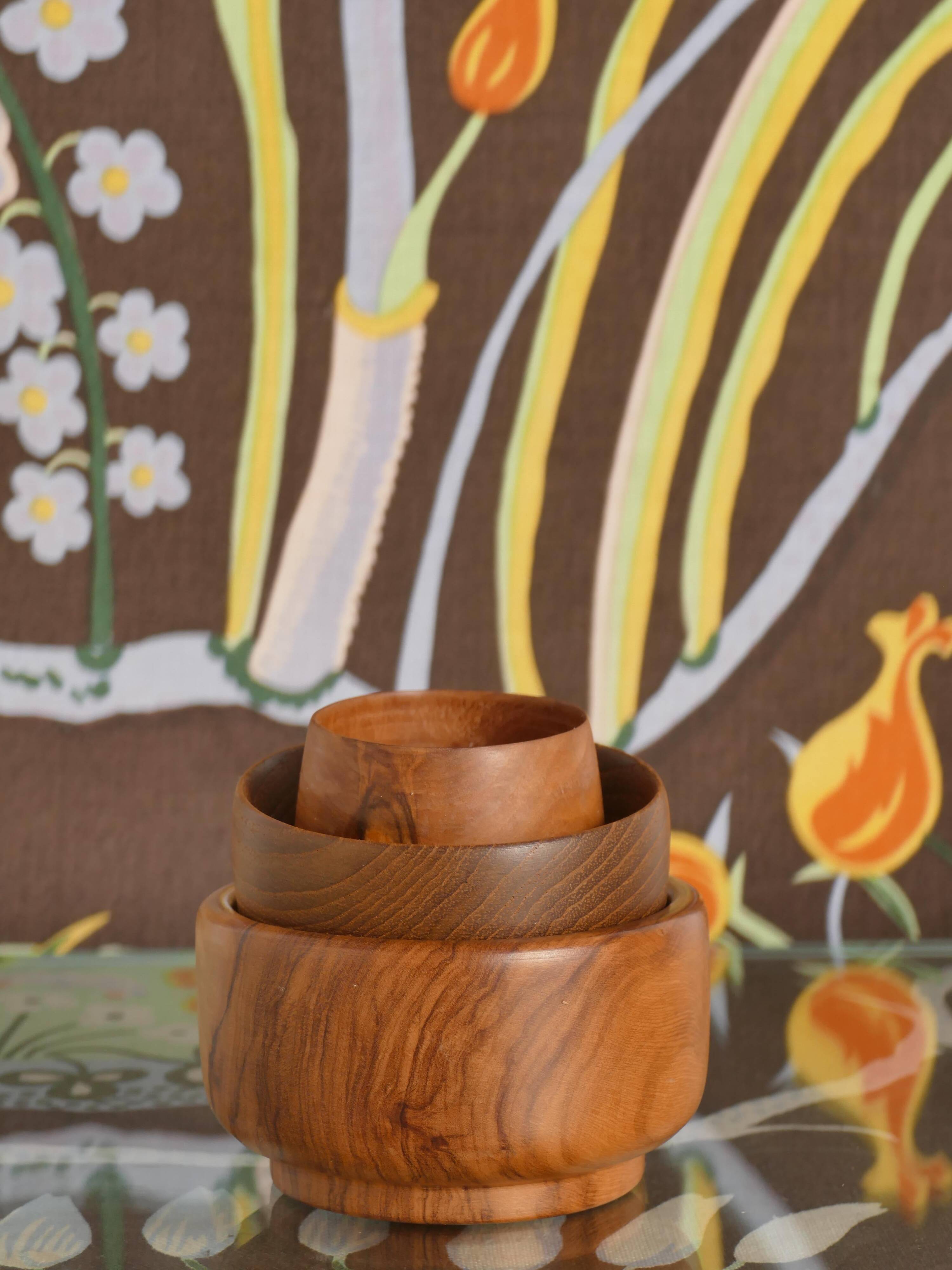 Mid-Century Modern Wood Bowls, Sweden, Set of 3