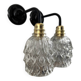 Pair of chiseled glass wall sconces