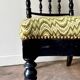 Black turned wood and green wool chair