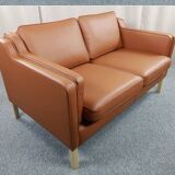Borge Mogensen 2 seater cognac leather sofa model 2212 - newly reupholstered