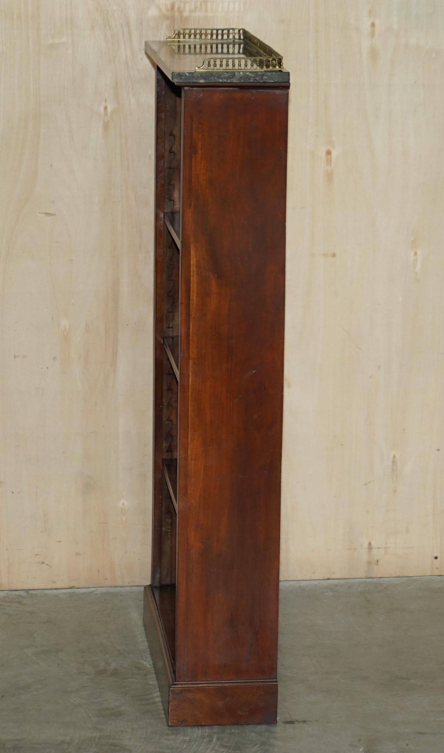 Pair of Regency Period Miniature Bookcases in Hardwood, Brass and Marble