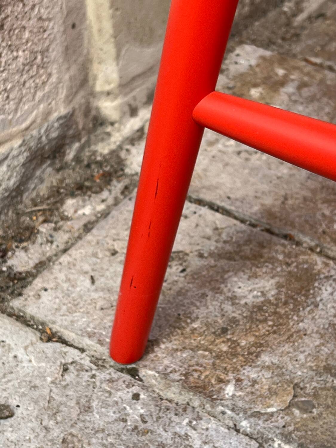 Pair of vintage red Scandinavian chairs from IKEA.