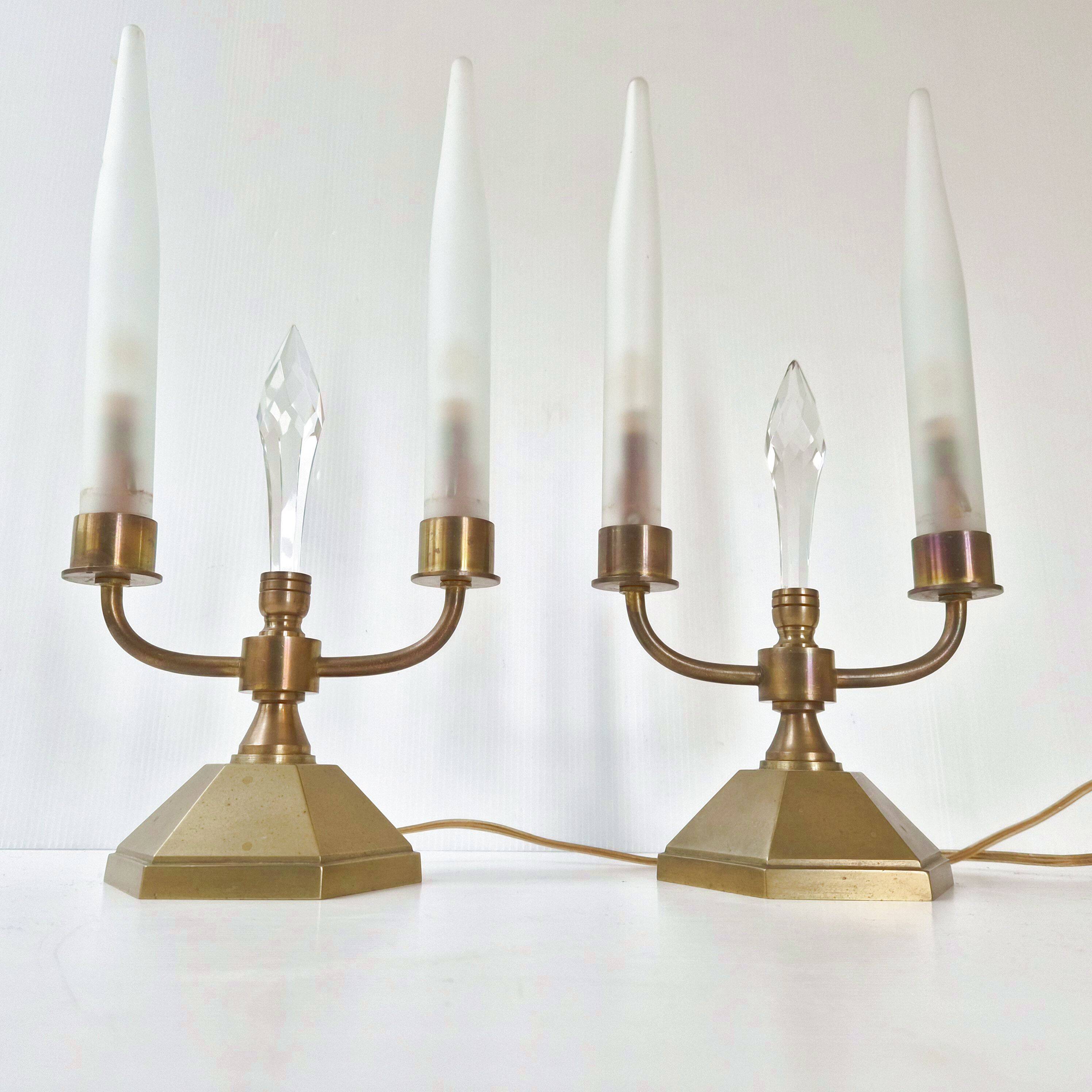Pair of vintage candlestick lamps from the 1950s.