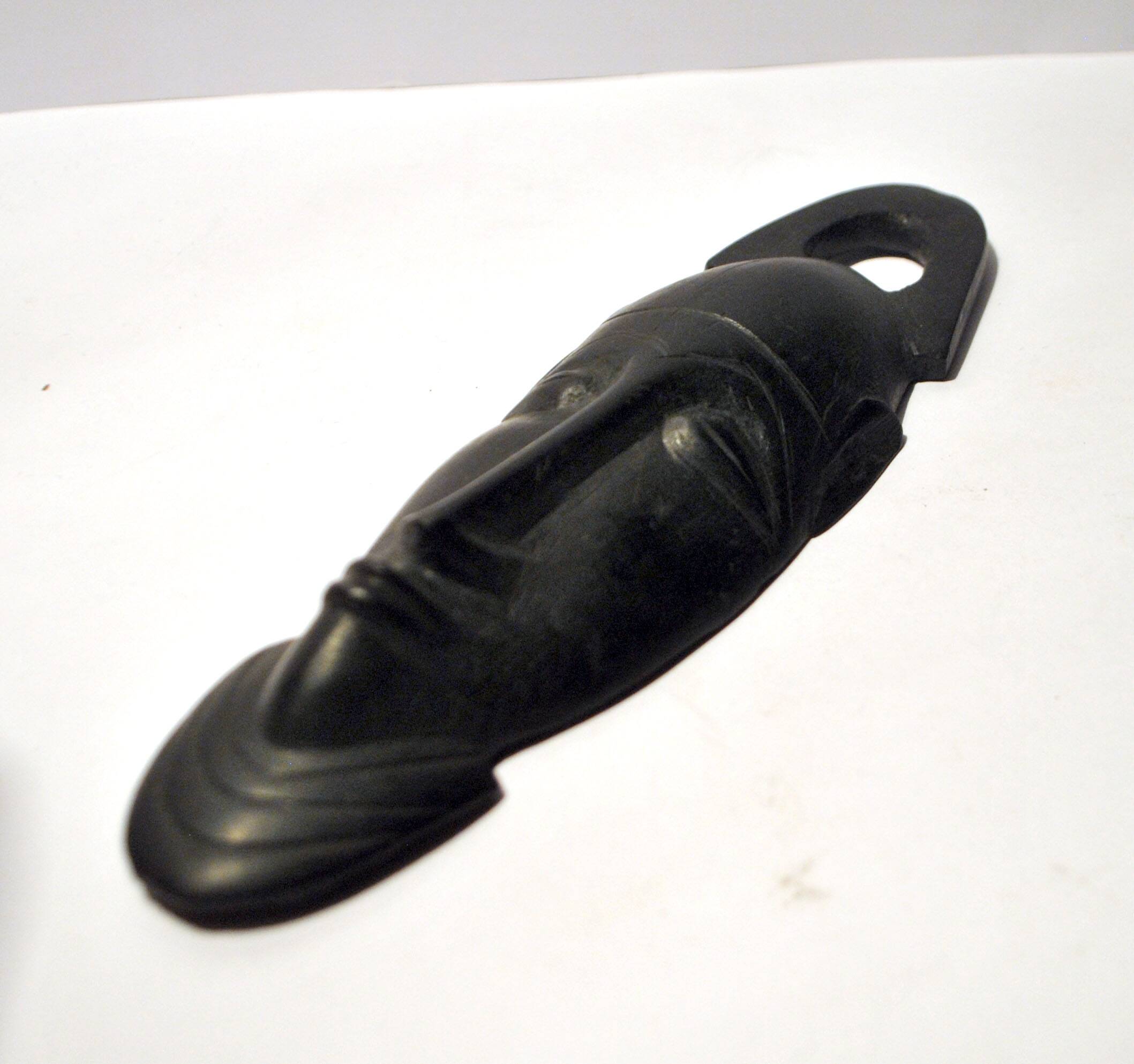 African ebony wood mask - vintage bearded head ethnic africa 22x7