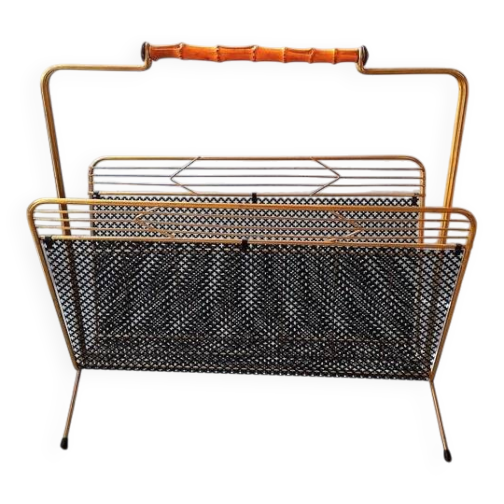Perforated metal magazine rack, 1950