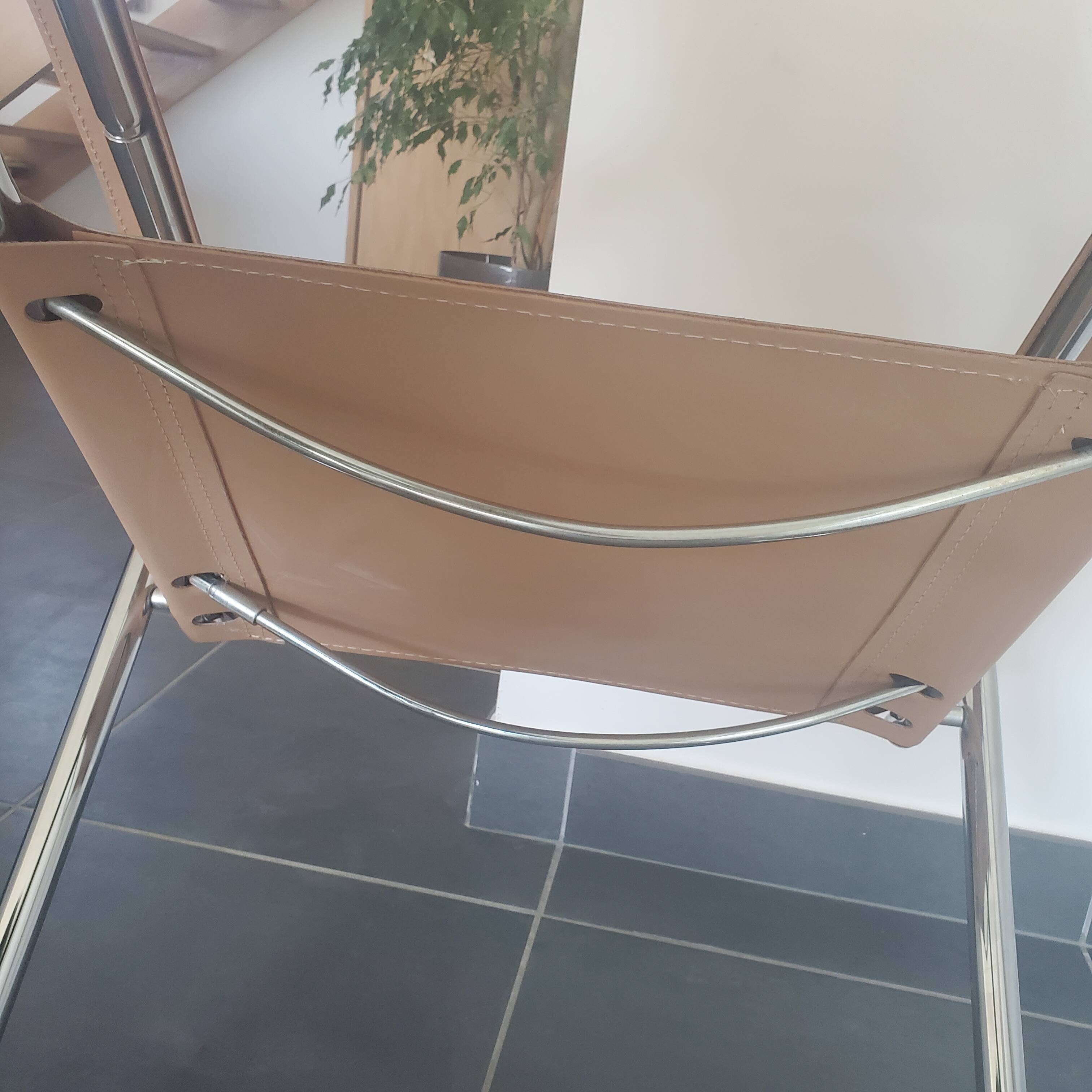 Beige leather armchair