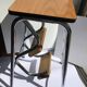 Tabouret escabeau formica roux marches bois