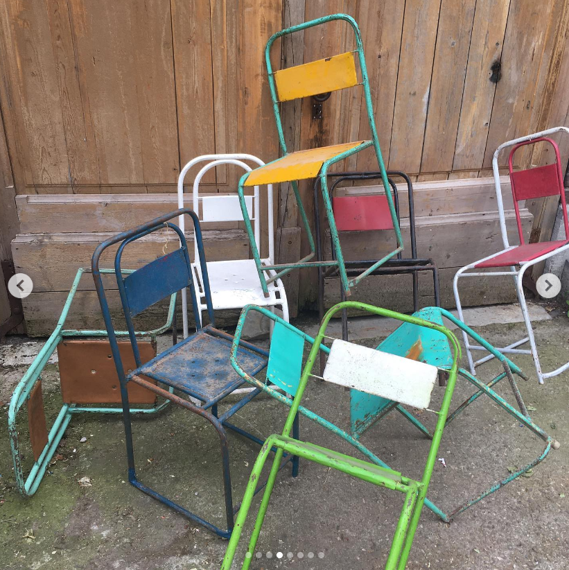 Chaise métallique vintage