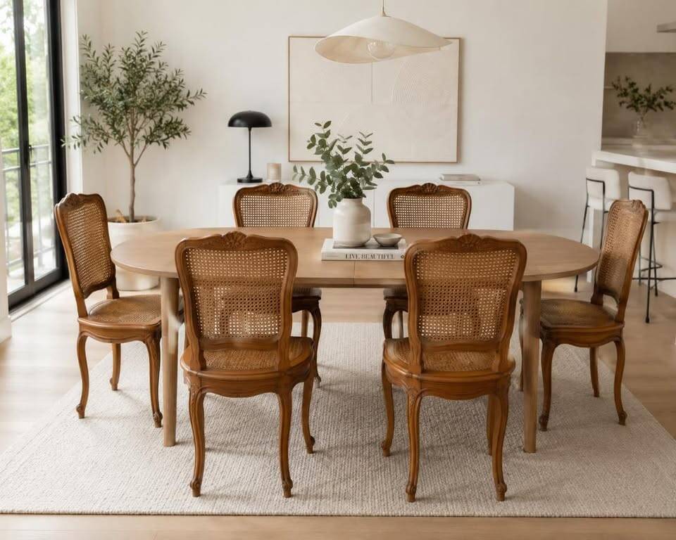 Set of 6 Cane Chairs in Louis XV style