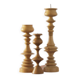 Scandinavian Wooden Candleholders, Set of 3