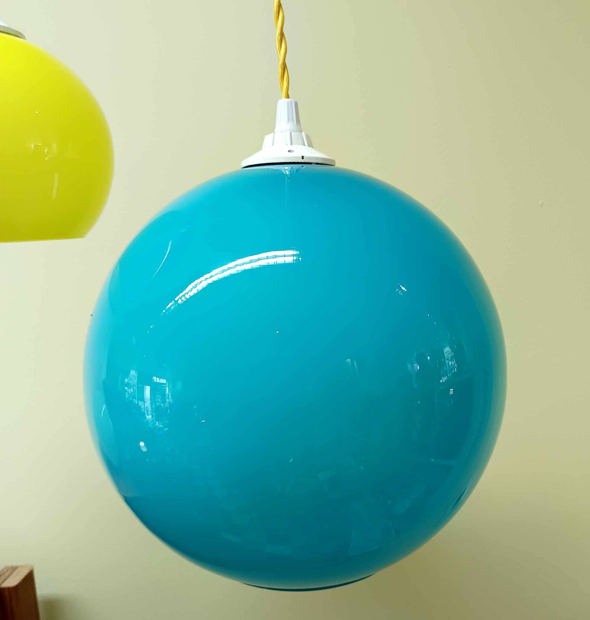 Pair of vintage ball pendant lights circa 1970