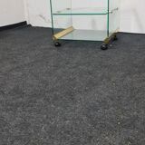 Table d’appoint vintage en verre sur roulettes