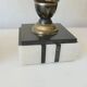Superb pair of Art Deco enamelled brass cassolettes – black and white marble base – 1930s