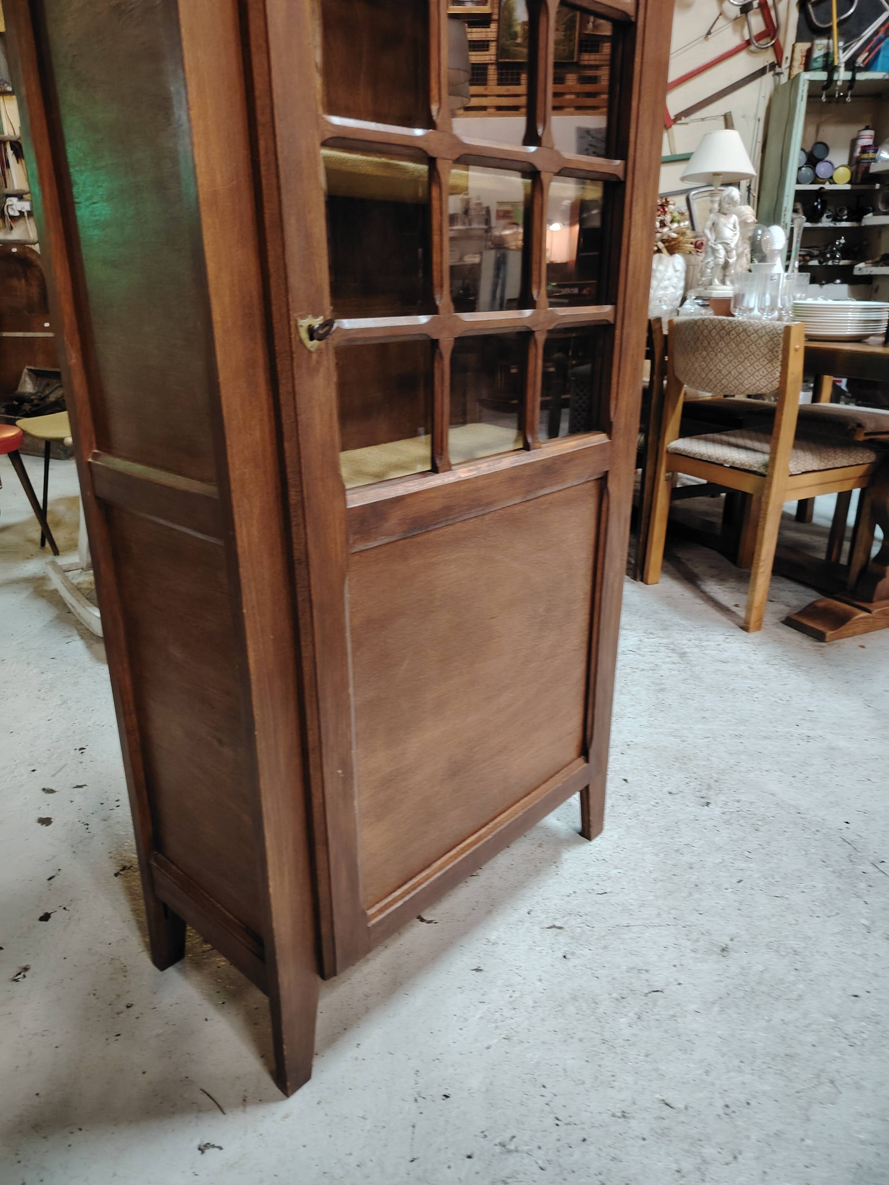Tall Solid Wood Display Cabinet with Crossbars – Chic Country Style