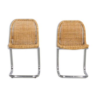 Rattan chairs with tubular frame by Dirk van Sliedrecht for Rohè